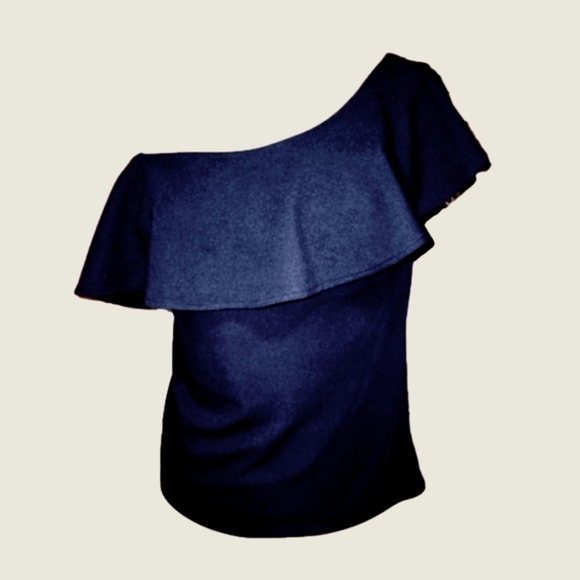 Banana Republic navy blue ruffle top in size medium - Picture 4 of 9